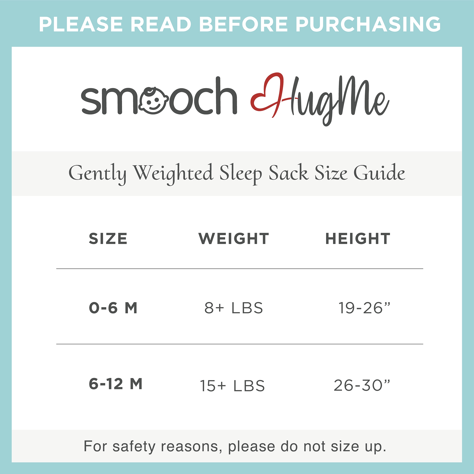 weighted sleep sack size guide