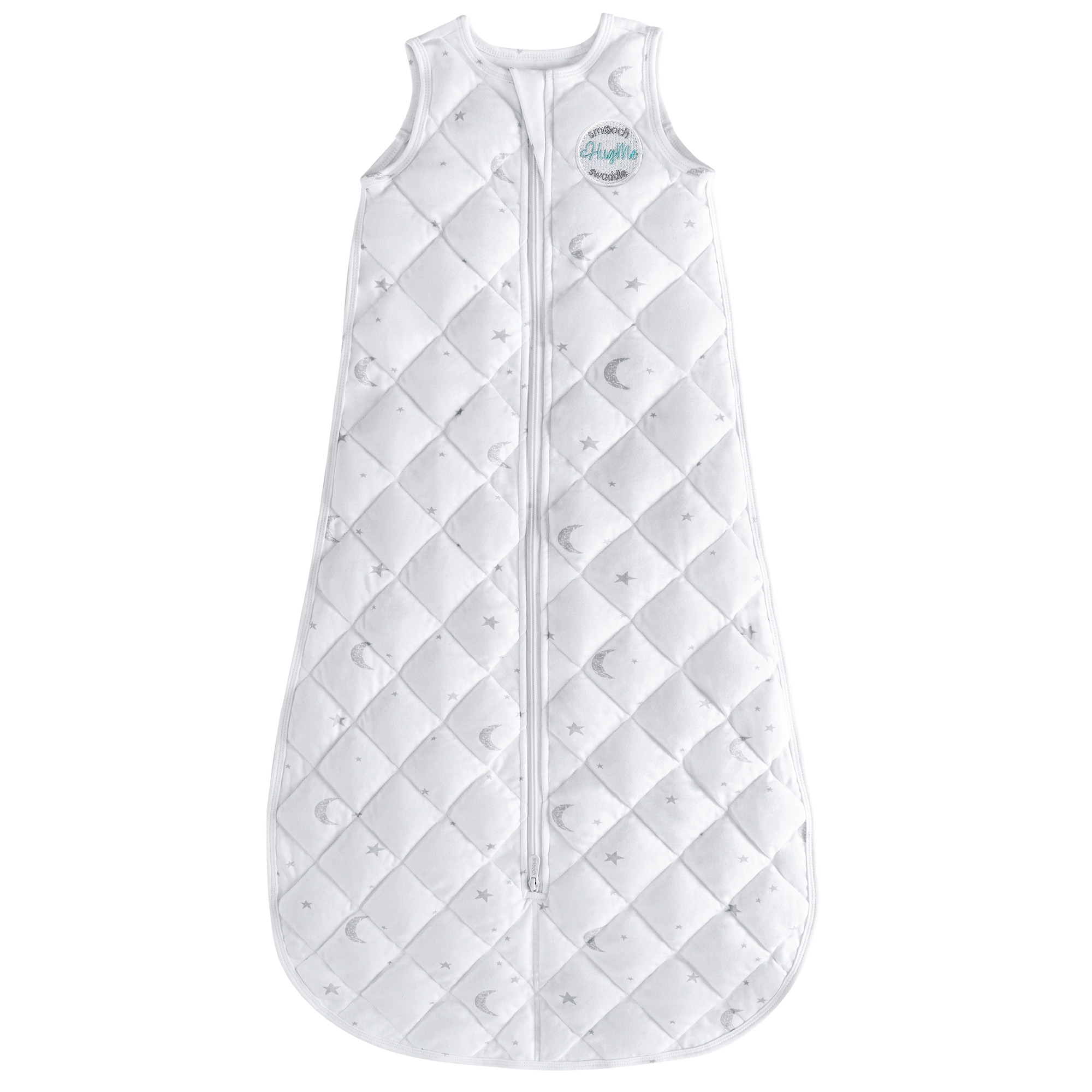 HugMe Gently Weighted Baby Sleep Sack - White Moon & Stars by Smooch Babies sold by Smooch Babies