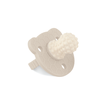 SoothiPop Silicone Teething Pacifier Bear Shaped Bubble Bump - Limestone Beige