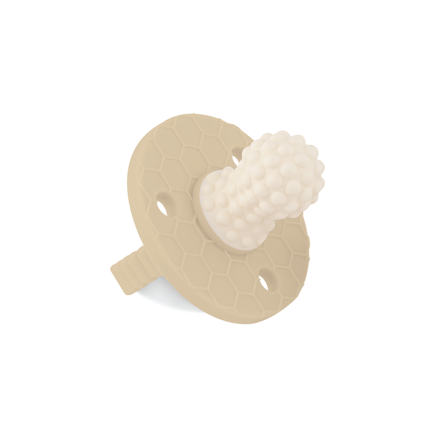 SoothiPop Silicone Teething Pacifier Round Shaped Bubble Bump - Limestone Beige